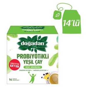  Doğadan Probiyotik Açai Ananaslı Yeşil Çay Bitki Poşet Bardak Çay 14 li
